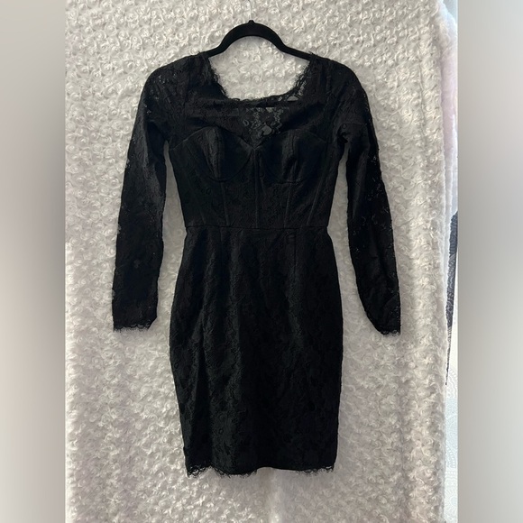 BCBG MaxAzria Black Lace Arlena Mini Dress Size 0 - Picture 3 of 8